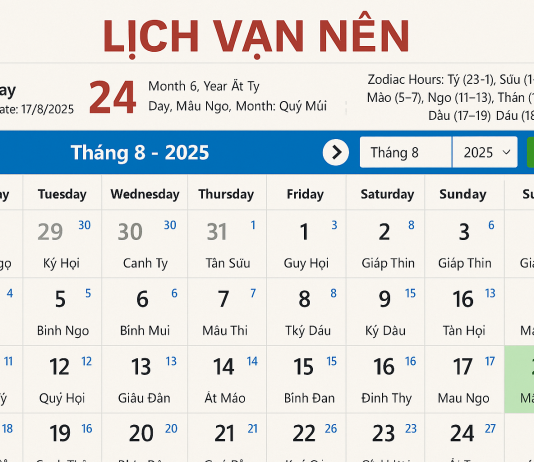 lịch âm dương